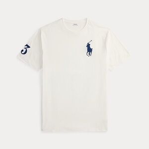 Polo Ralph Lauren White Big Pony Jersey T-Shirt with Navy Blue Logo